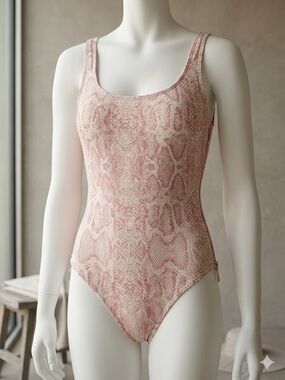 Carmen Marc Valvo Pink Snake-Print One-Piece